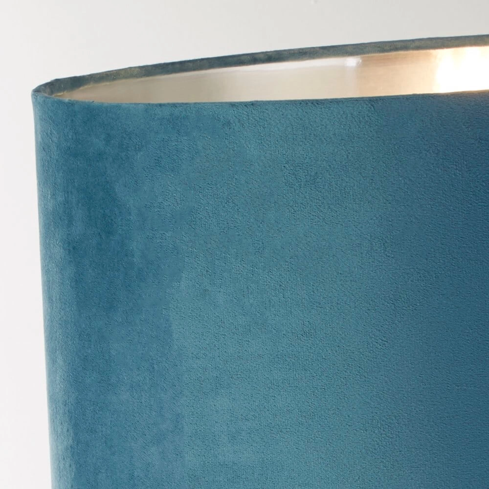 Tischleuchte Chrom Whitby mit blauer Kapuze Searchlight 5053423257686