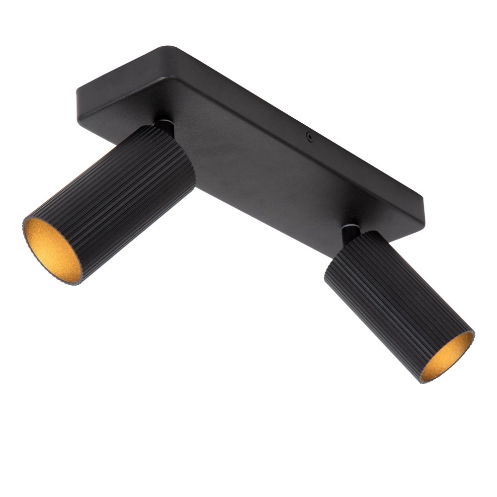 Oberflächenmontierter Deckenspot Clubs 2-Licht Schwarz Lucide 5411212093509