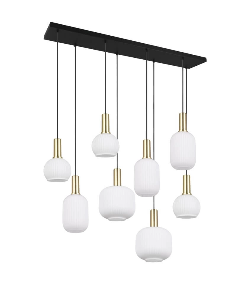 Hängelampe für das Esszimmer Diva 8-flammig – weißes Glas Trio 4017807614527