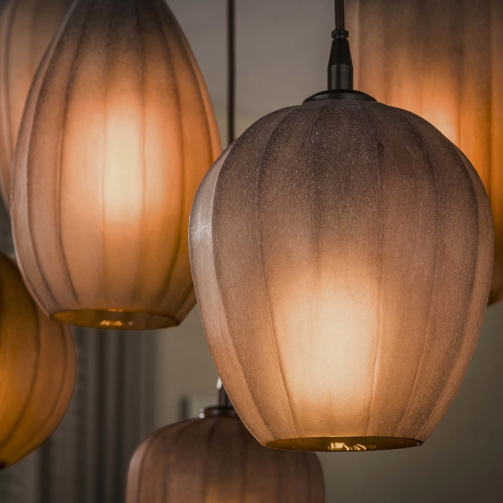 7-Licht Pendellampe Altura Sienabraun mit mattiertem Glas Lyora 8716803514874