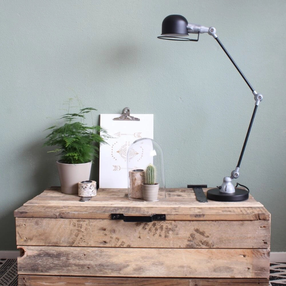 Schreibtischlampe Davin schwarz mit Vintage grau Steinhauer 8712746102017