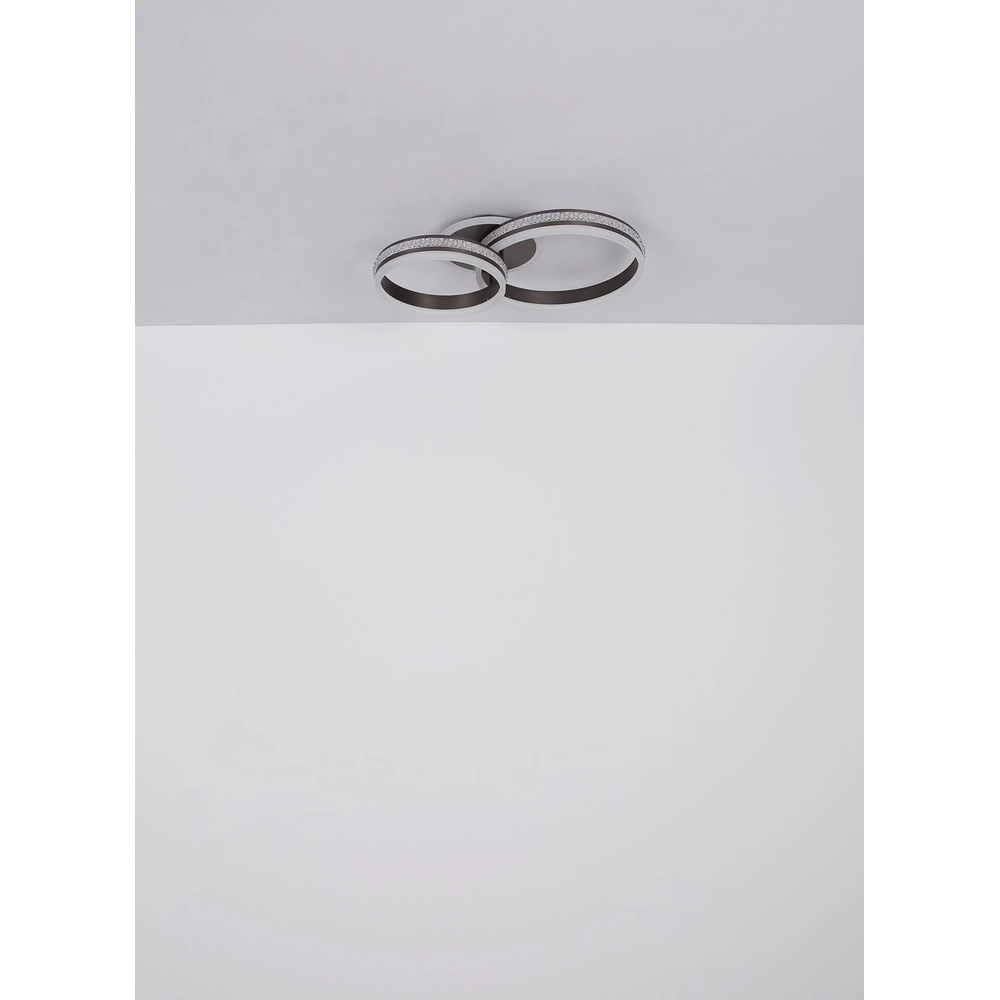 Design-Deckenlampe Grouni 2 Ringe mit Titan gebürstet Globo 9007371452002