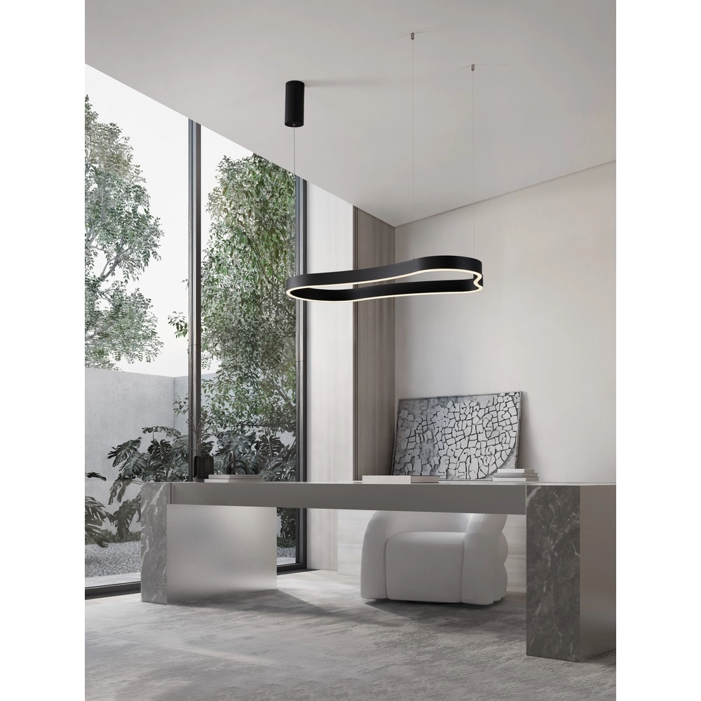 Pendelleuchte in natürlicher Form Dussa schwarz 90cm Lyora 5212017463050