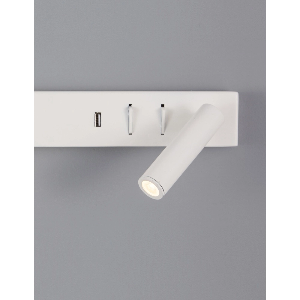 Nachttischlampe Vida Rechts Weiß mit USB Lyora 5212017427878