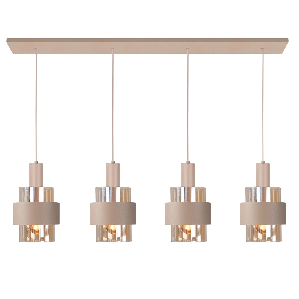 4-flammige Pendelleuchte Marrone sandbraun