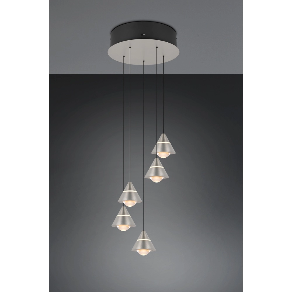 Design-Pendelleuchte Romeo 5-helles Nickel Trio 4017807667820
