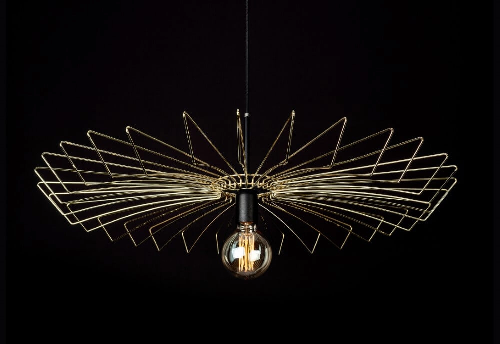 Goldene Drahtlampe Umbrella Ø 78cm Lyora 5903139887496