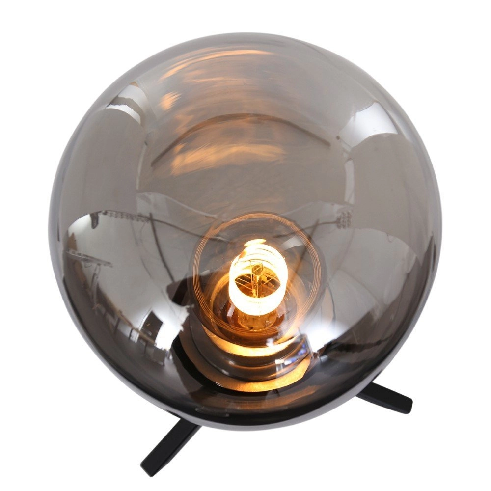 Glastischlampe Reflexion 15 cm schwarz mit Rauchglas Steinhauer 8712746132618