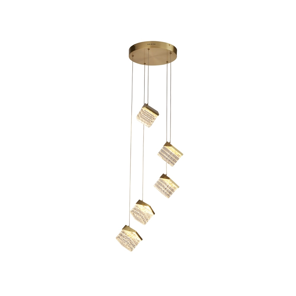 Design-Pendelleuchte Cuboid 5-flammiges Gold