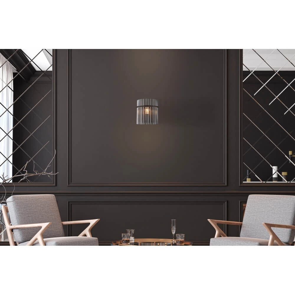 Schwarze Wandleuchte Gorley mit Rauchglas Globo 9007371474769