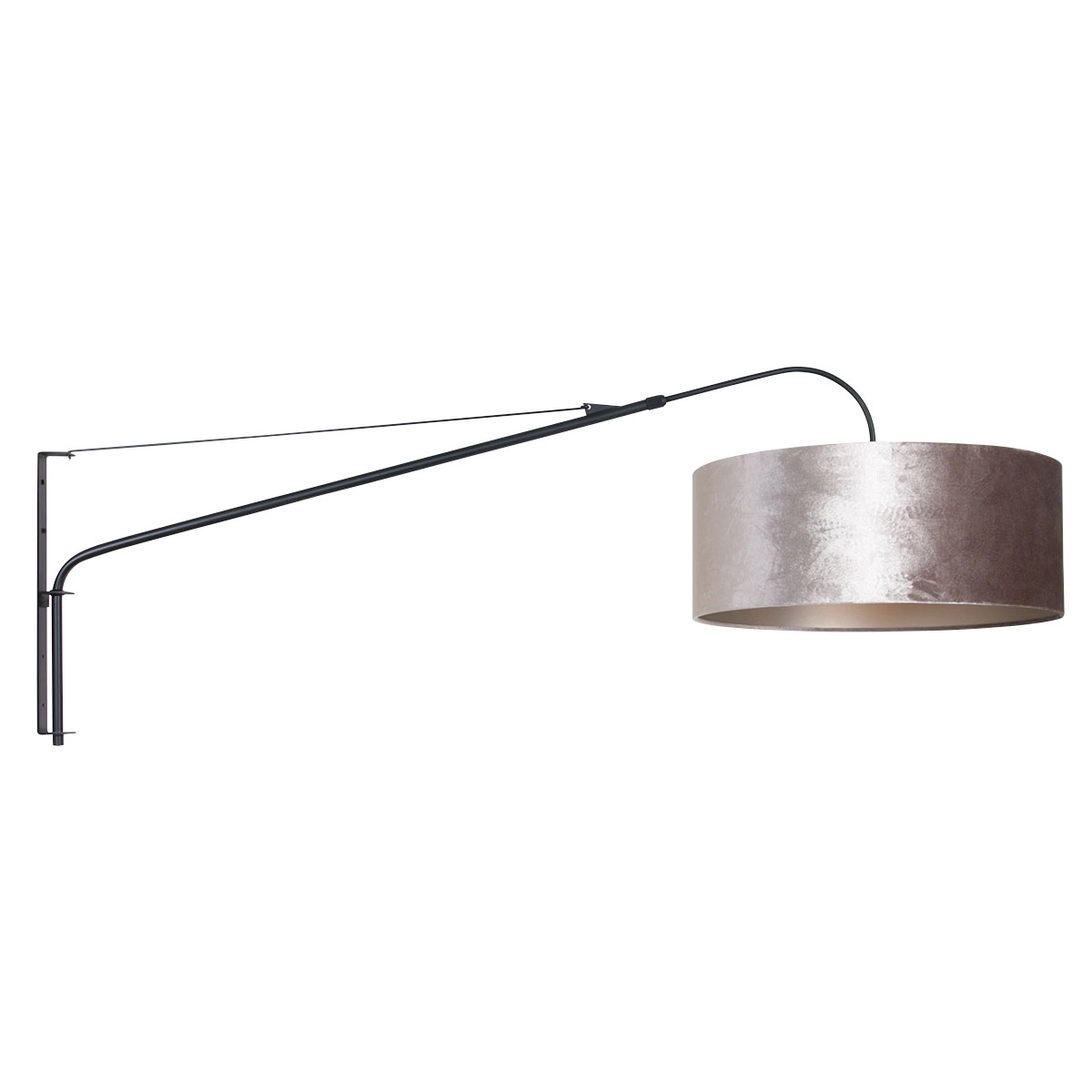 Wandlampe Elegant Classy 50 cm schwarz mit taupefarbenem Samtschirm Steinhauer 8712746146042