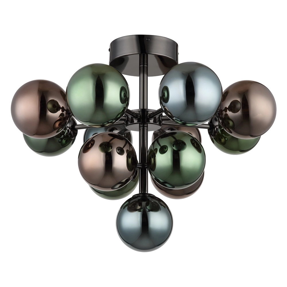 Gunmetal-Deckenlampe Grappy Farbglas Globo 9007371462773