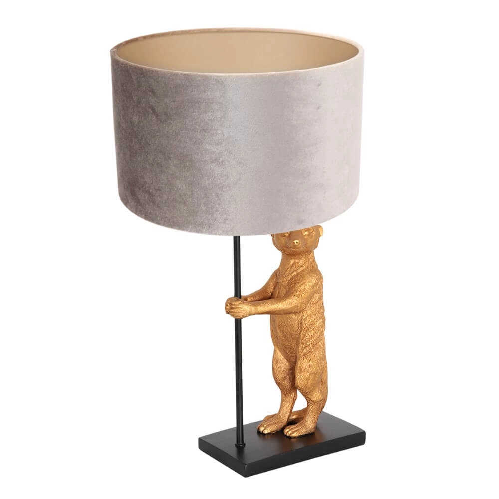 Tischlampe Animaux mit grauem Samt