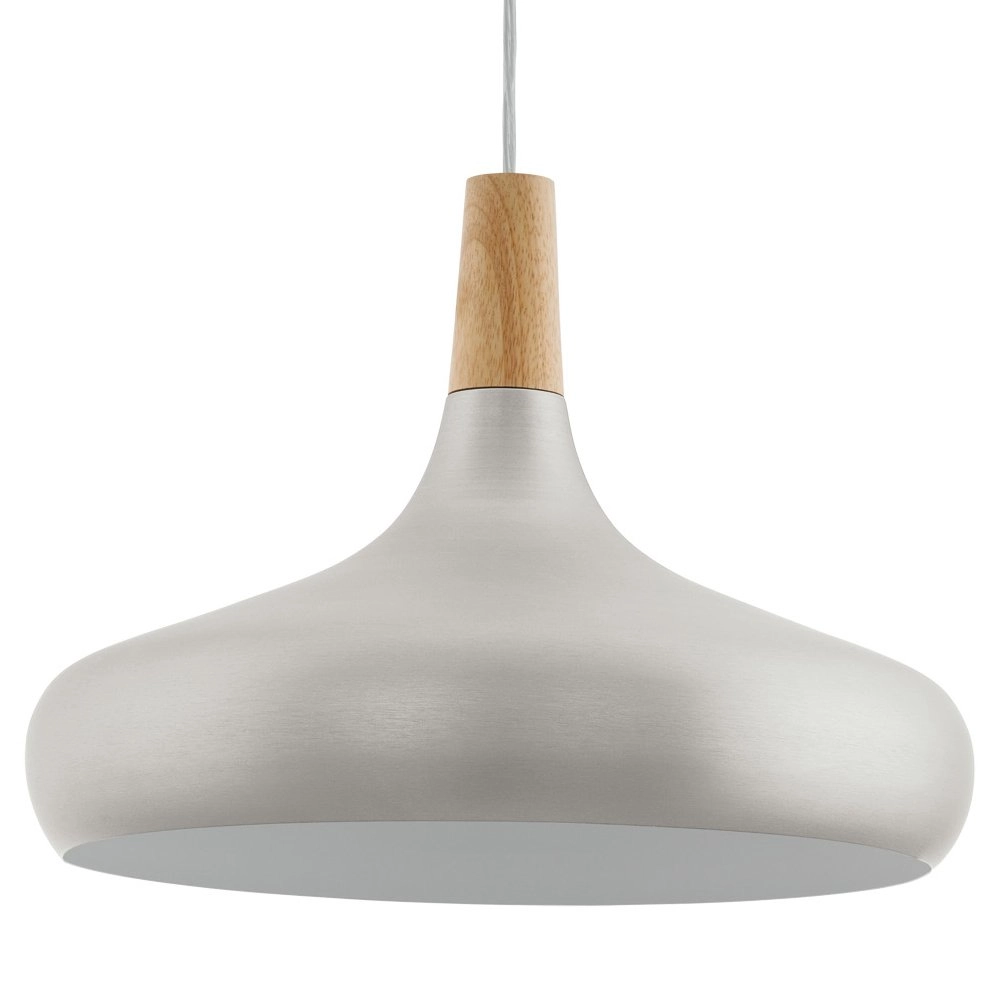 Pendelleuchte Sabinar 40 cm edelstahl mit Holzbraun