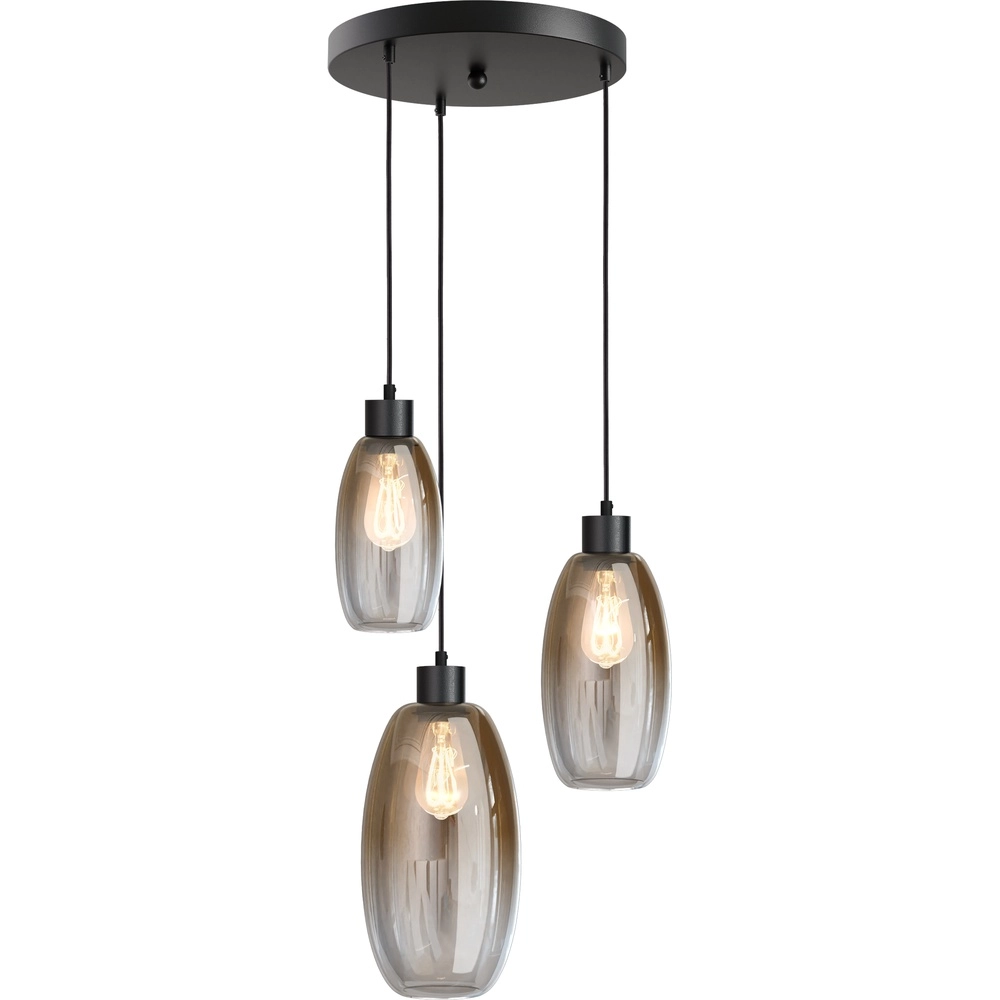 Vide Pendellampe Olive mit 3 Gläsern – schwarz – Ø35 cm