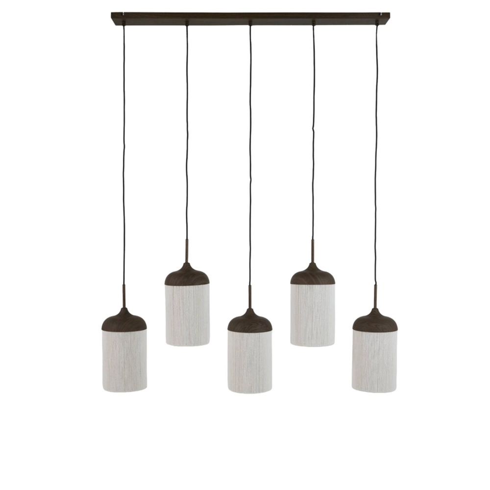 5-Licht Pendellampe Dania Glattes schwarzes Holz