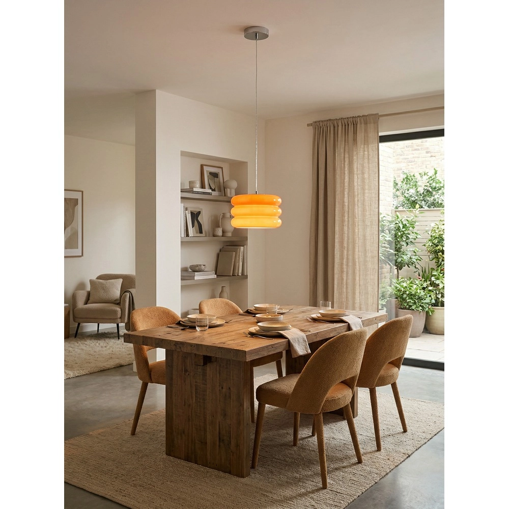 Design-Pendellampe Tortora Chrom mit oranger Ø 20 cm