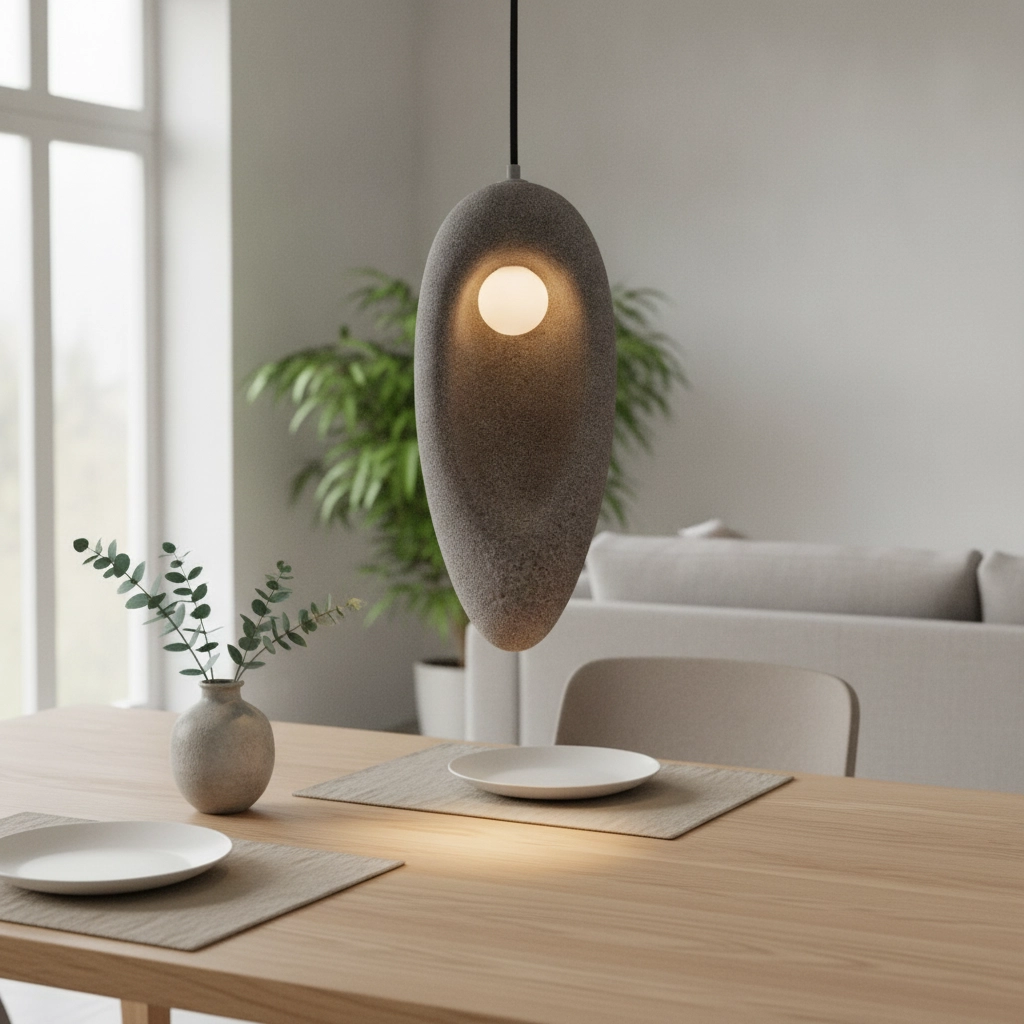 Natürliche Pendelleuchte Tempus grau 48cm