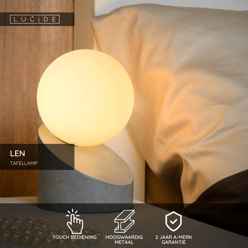 Design-Tischlampe Len Grau Lucide 5411212450579