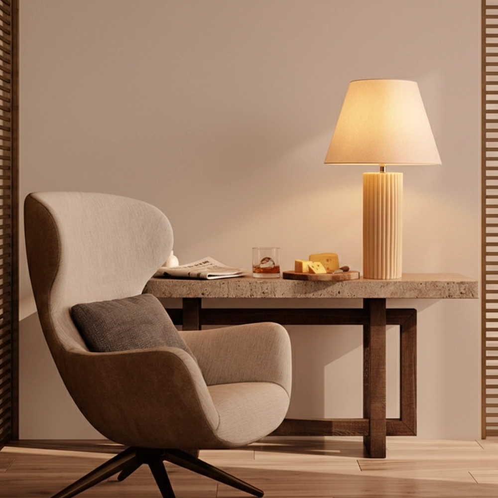Tischlampe Bacco beige mit weißem Farbton Lyora 5212017468161