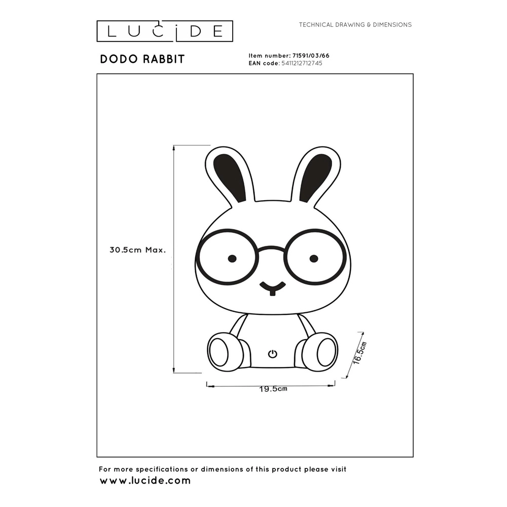 Nachtlicht Dodo Rabbit Kinderzimmer pink Lucide 5411212712745