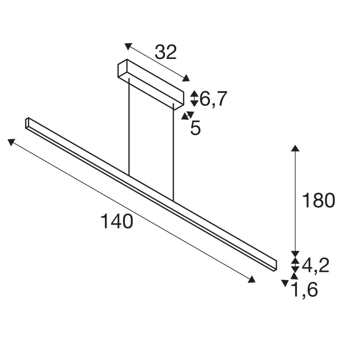 Schwarze Hängelampe One Linear 2x15w - 140cm SLV 4024163262651