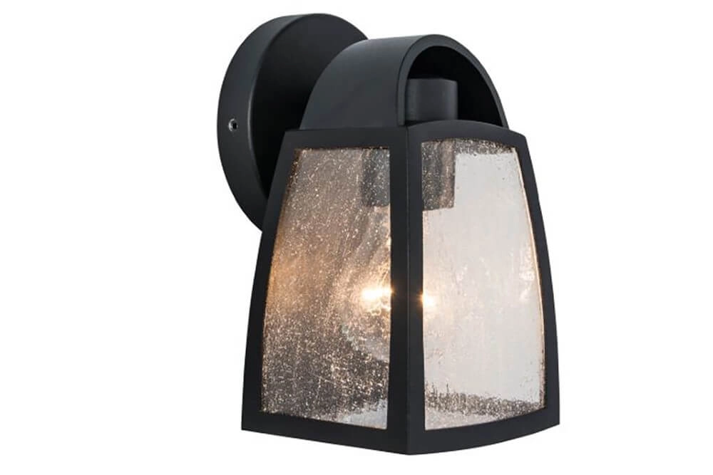 Wandlampe Kelsey schwarz mit Glasstruktur