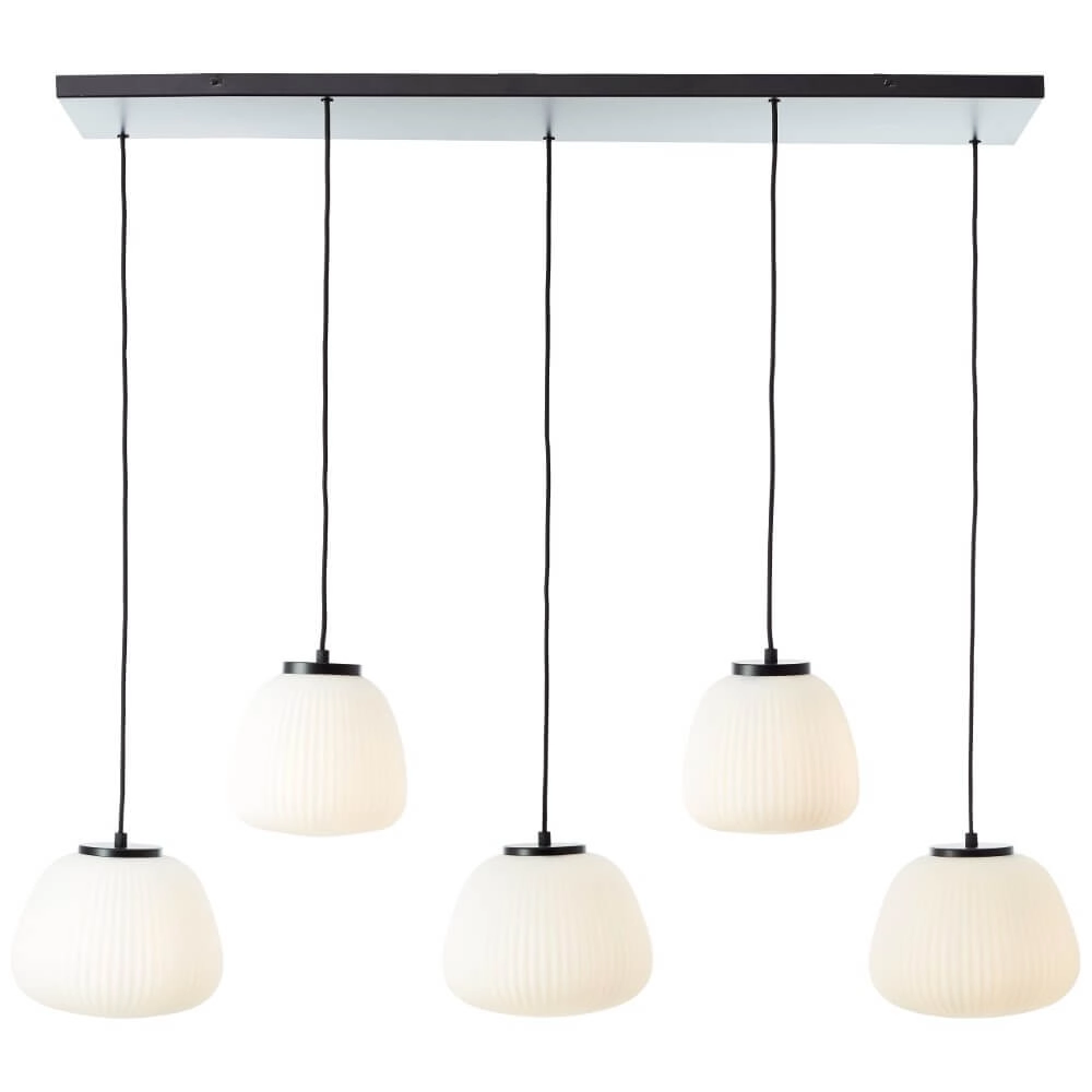 Hängelampe Kaizen 5-Licht-Schwarz mit Weiß