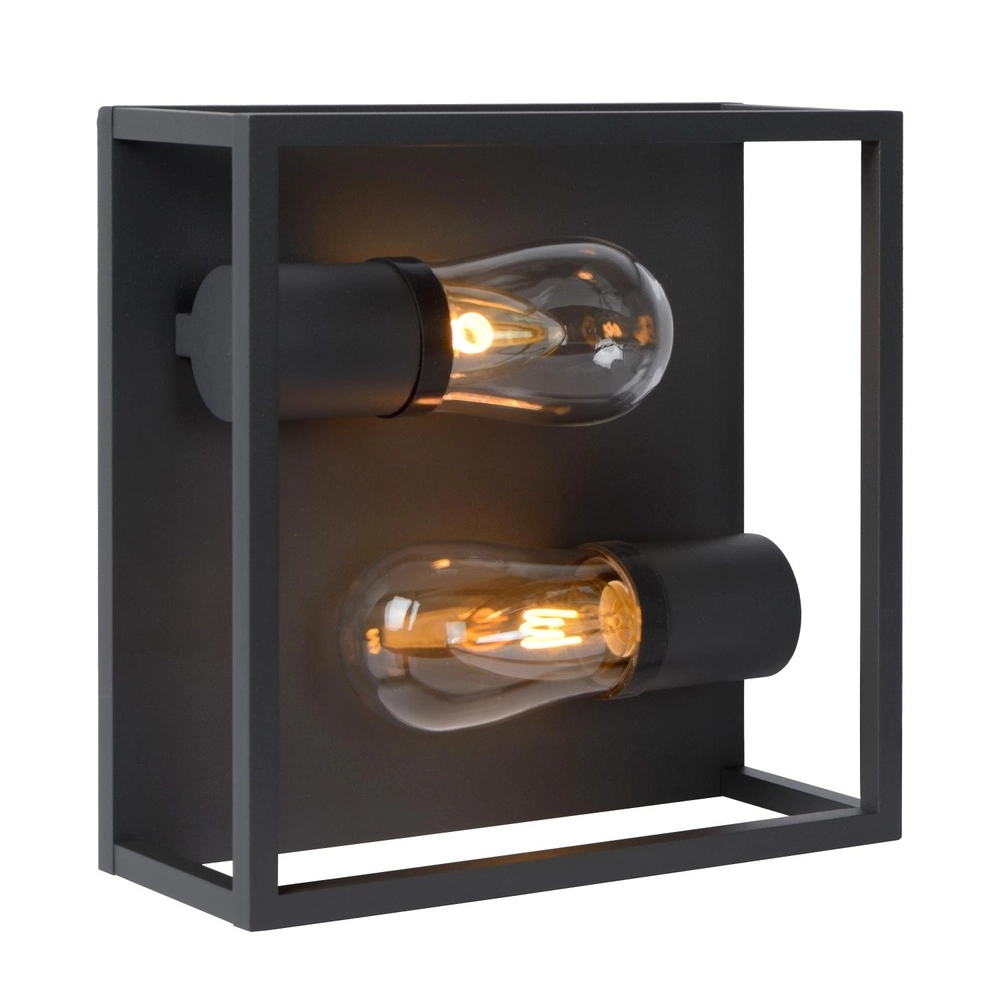 Schwarze Wandlampe Carlyn 2-Licht Badezimmer IP54 Lucide 5411212271709