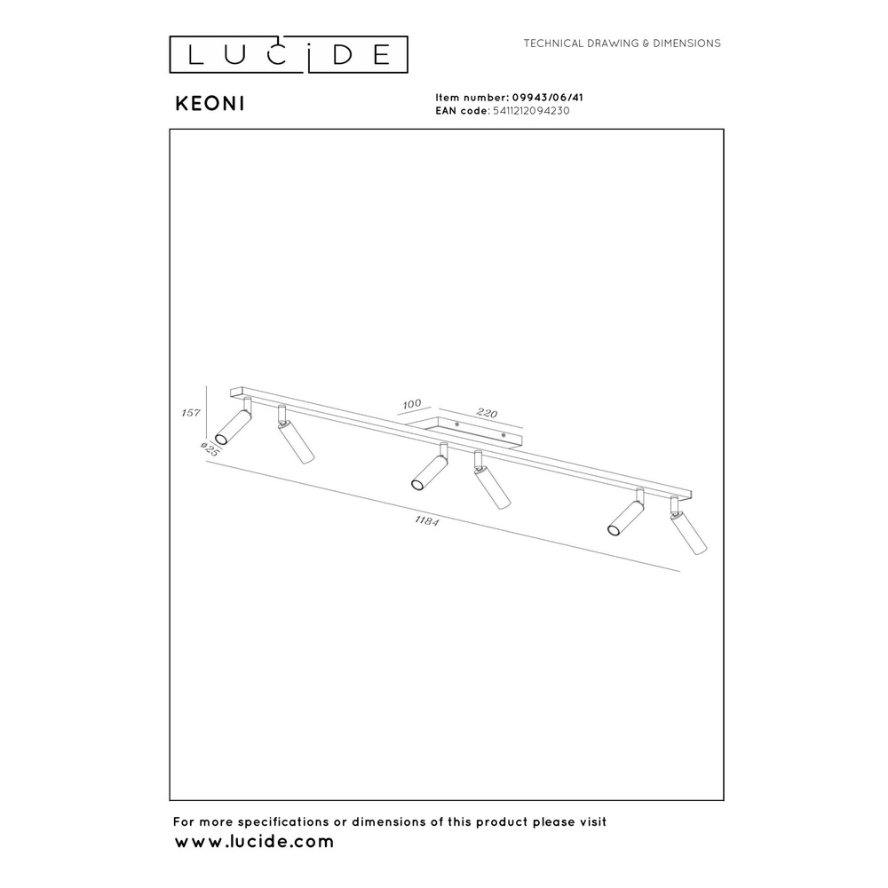 Deckenscheinwerfer Keoni 6-Licht Taupe Lucide 5411212094230