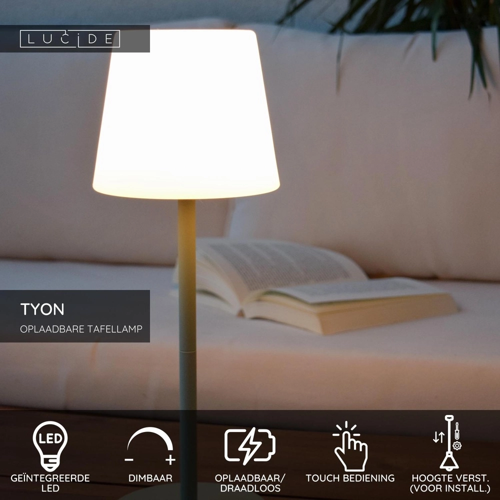 Wiederaufladbare Tischlampe Tyon Grün Lucide 5411212134752