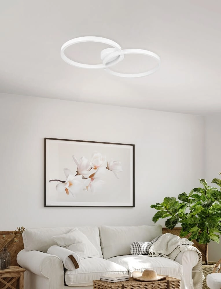 Weiß LED-Deckenleuchte Amandolo 2 Ringe Eglo 9008606275069