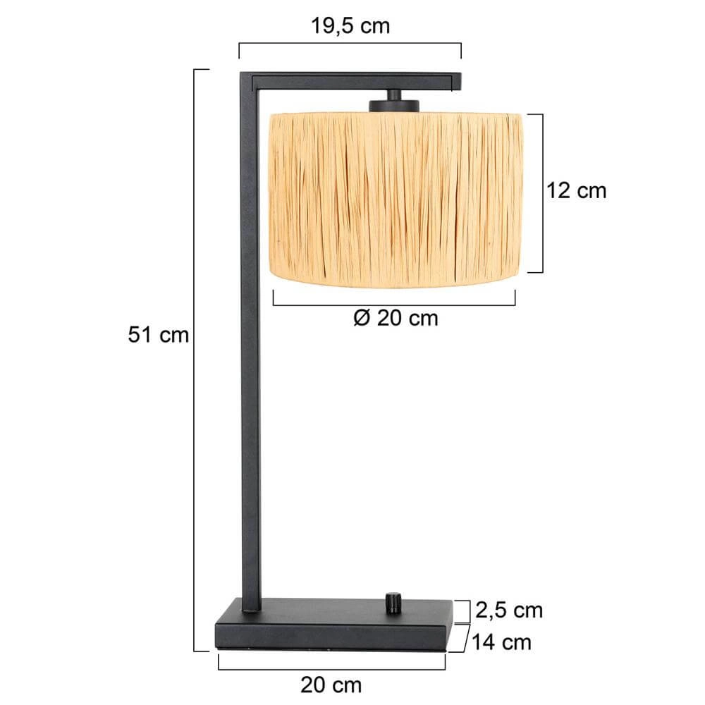 Tischlampe Stang mit Dimmer und strohfarbenem Schirm Steinhauer 8712746172157