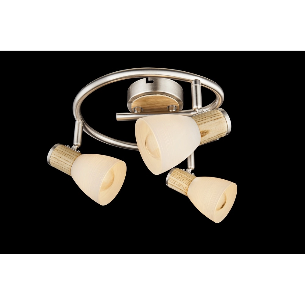 Deckenlampe Gylfi Nickel mit Holz-3-Fenstern Globo 9007371349548