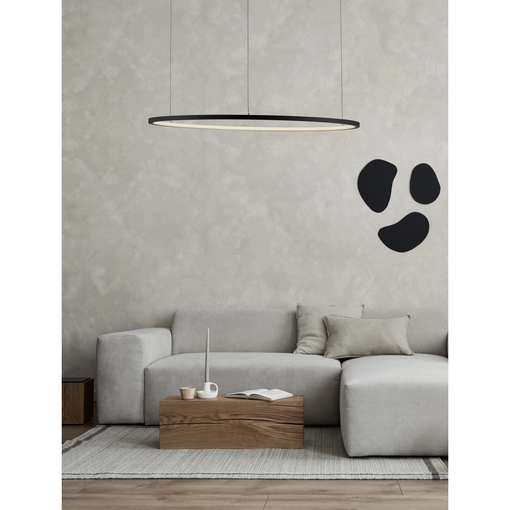 Runde Pendelleuchte Tarquin schwarz Ø 80cm