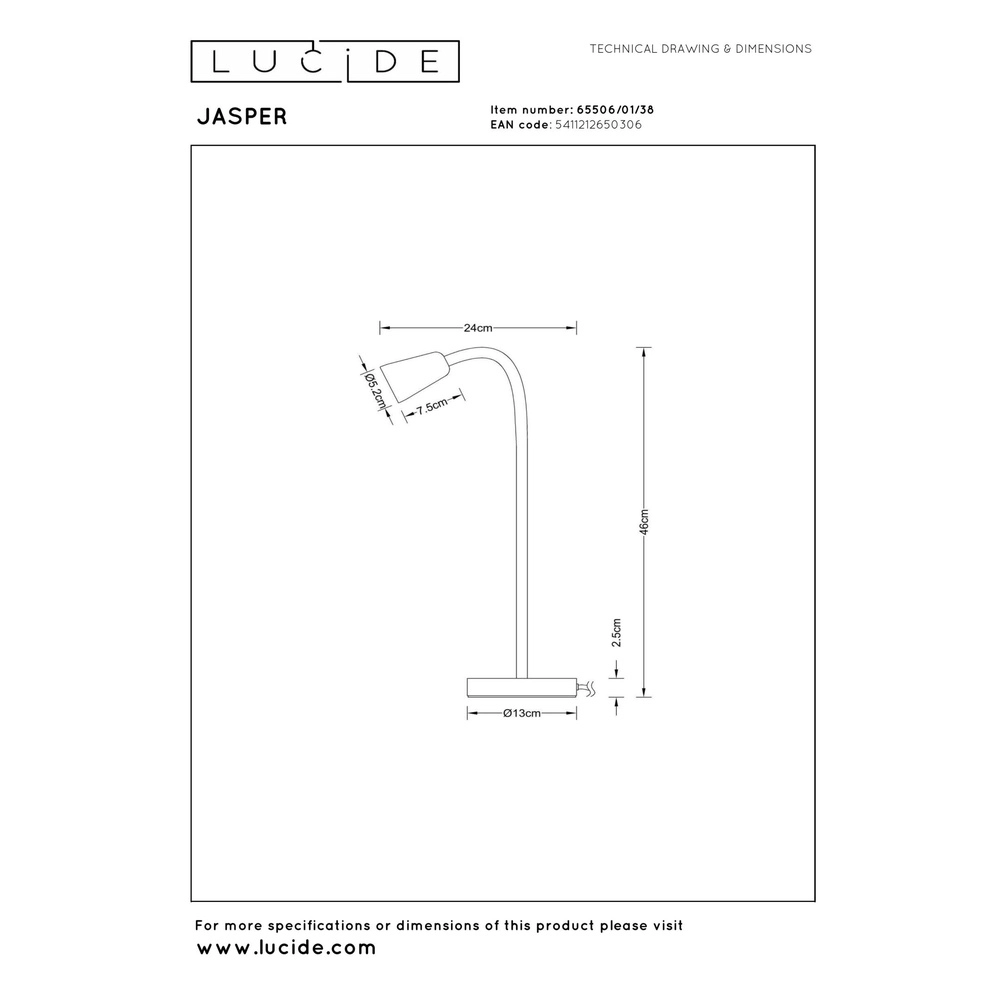 Schreibtischlampe Jasper Sandbraun Lucide 5411212650306