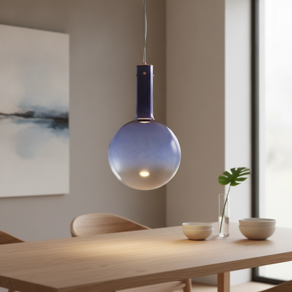 Pendelleuchte Nostos blaues Glas