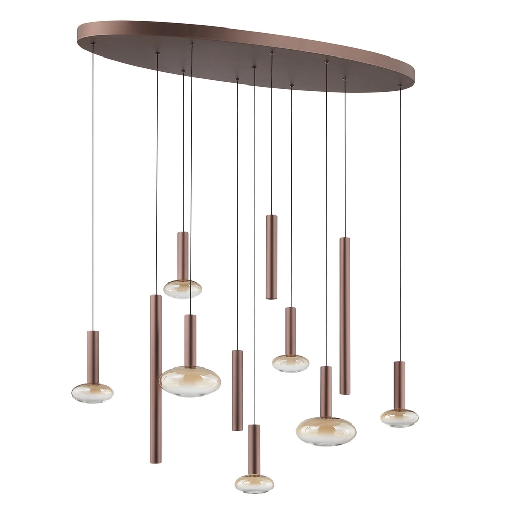 Pendellampe Veridian Coffee Brown mit Amber Glass Oval Brilliant 4004353476907