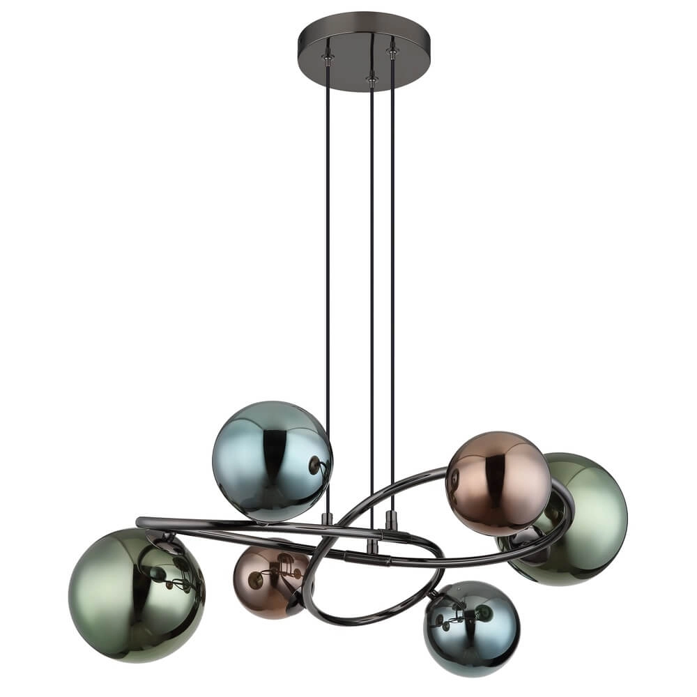 Schwarze Pendelleuchte Riha Farbiges Glas 6-flammig Globo 9007371447114