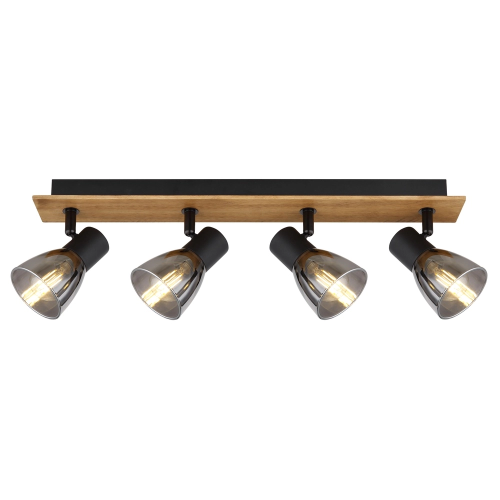 Deckenlampe Claude 4-hell schwarz mit Holz Globo 9007371434213