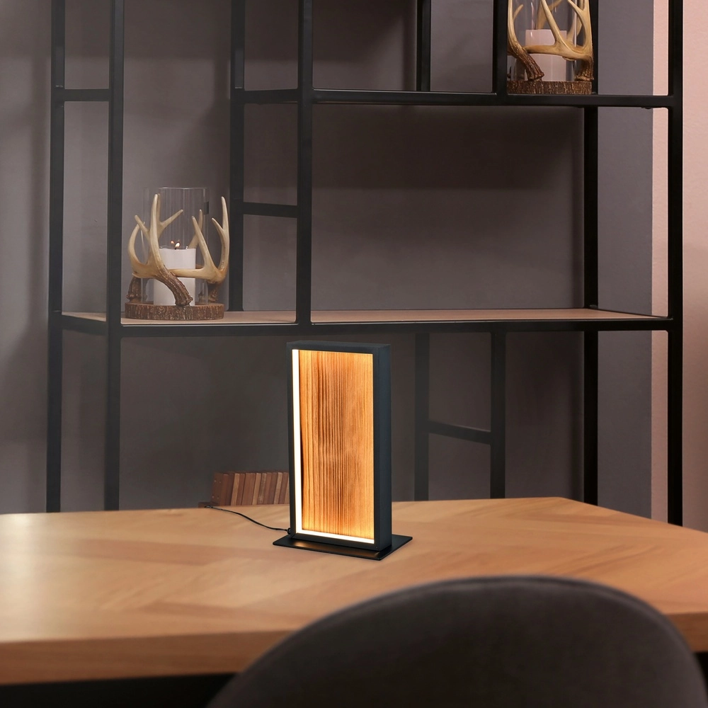 Design-Tischleuchte Kalea schwarz mit Holz Trio 4017807661484