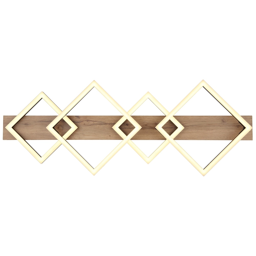 Deckenlampe Beatrix 82 cm große Quadrate schwarz mit Holz Globo 9007371448395