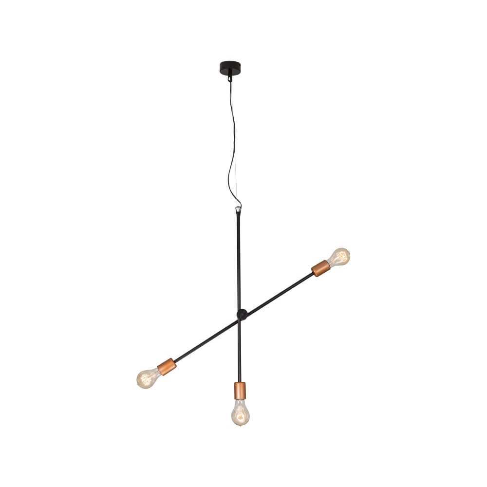Hängelampe mit 3 Leuchten Sticks schwarz mit gold