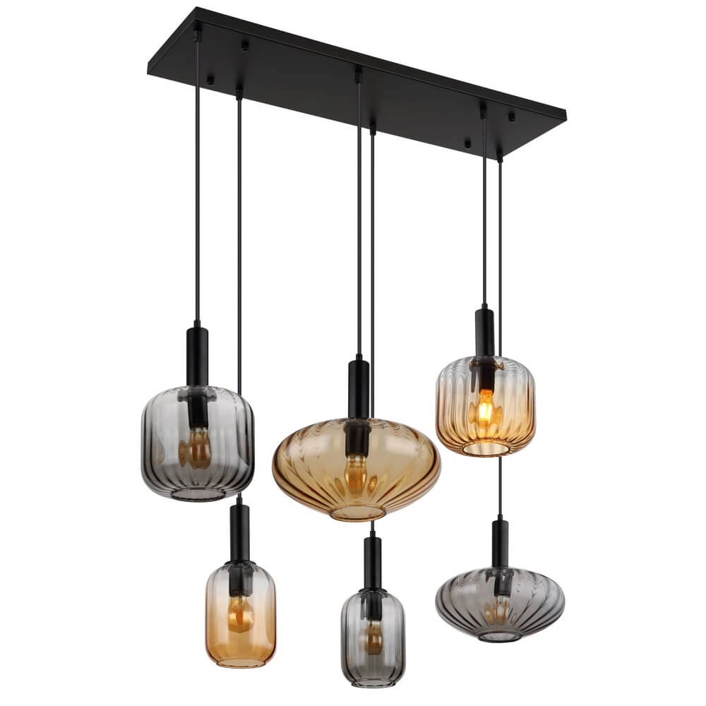 Pendelleuchte Valletta mit farbigem Glas 6-flammig Globo 9007371458868