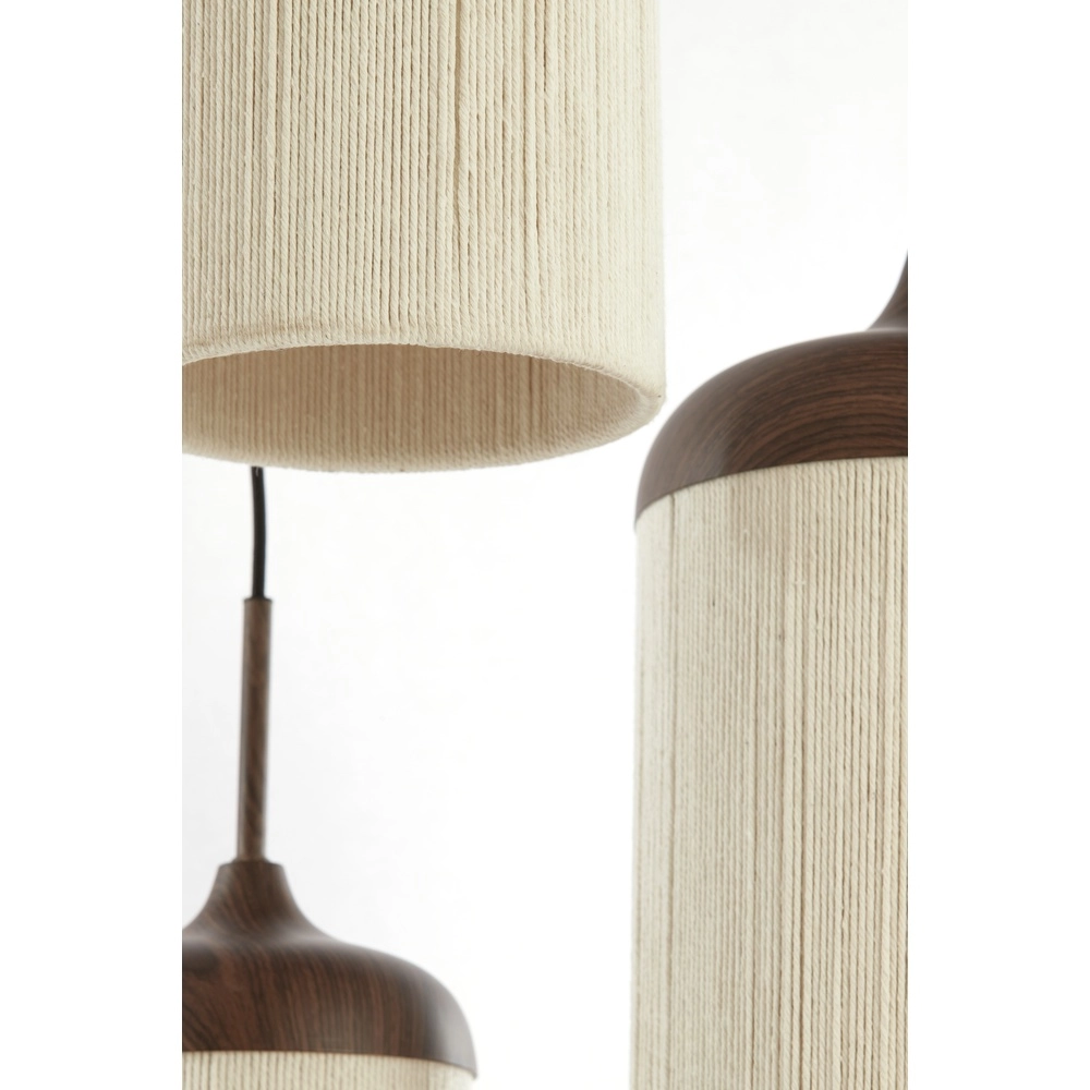 3-Licht Pendellampe Danialo Walnussbraun mit Seil Light & Living 8717807816711