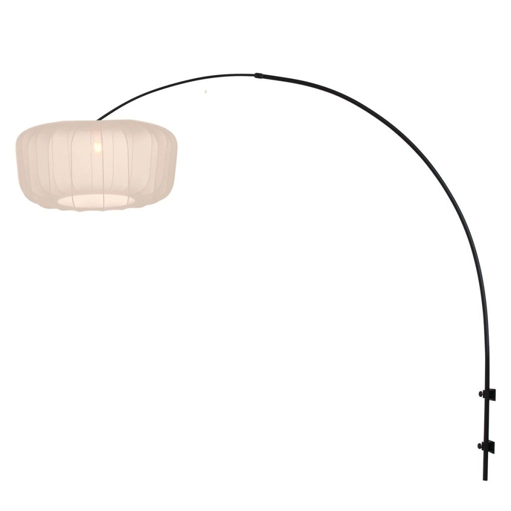 Schwarze Wandlampe Vela Lino mit Cremeton Ø60cm