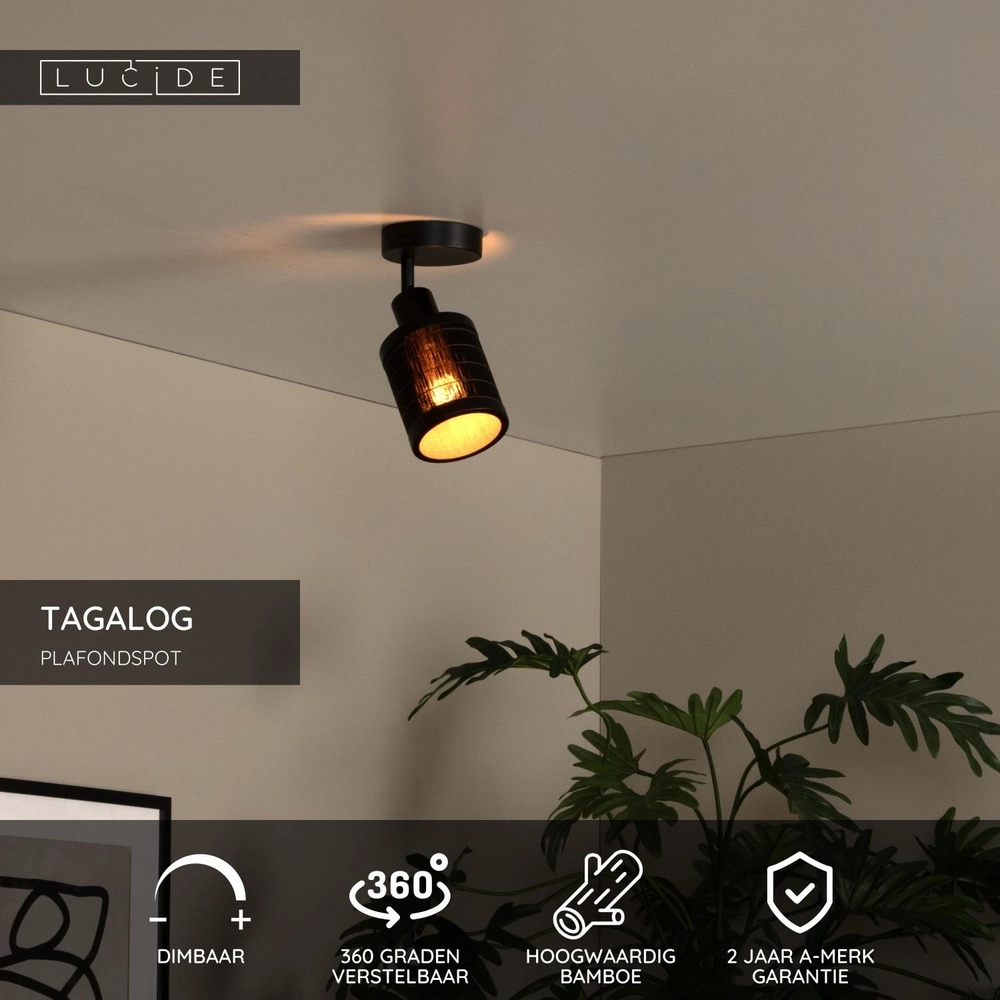 Deckenlampe Tagalog Ø 10cm schwarz Lucide 5411212211668