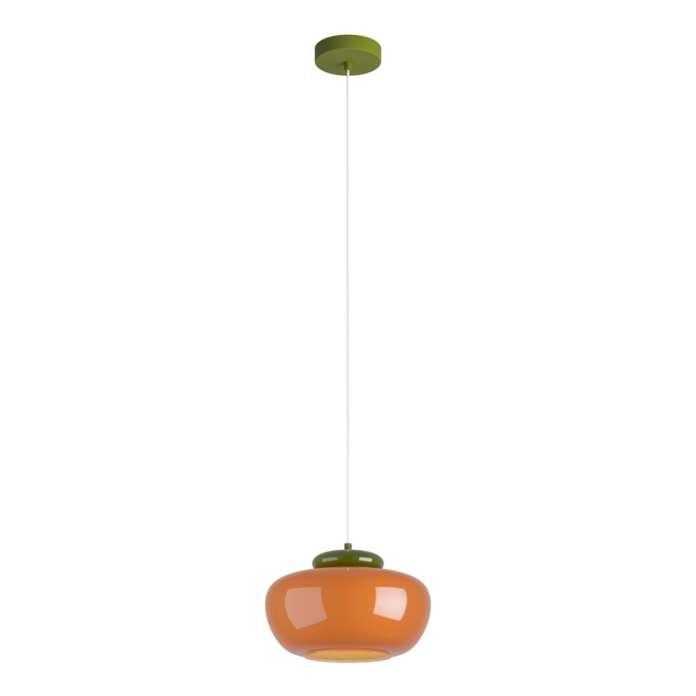 Design-Pendellampe Berardelli Orange mit grünem Ø 30 cm