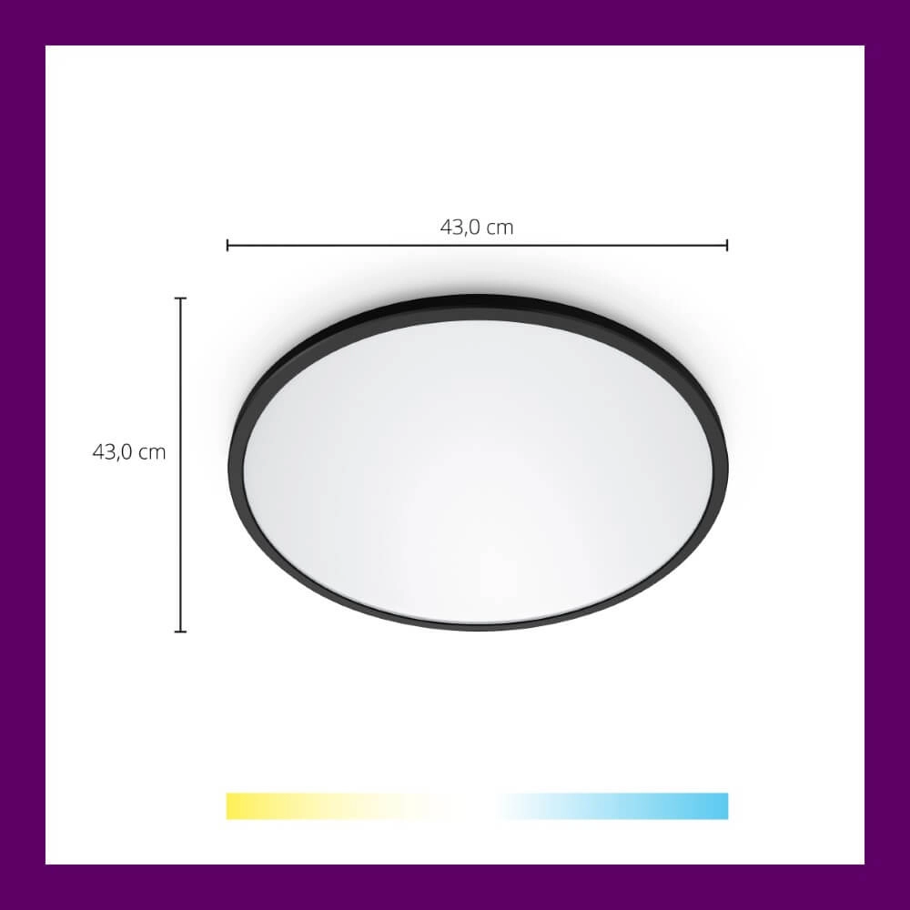 Intelligente Deckenleuchte SuperSlim Ø 43cm - schwarz WiZ 8719514554955