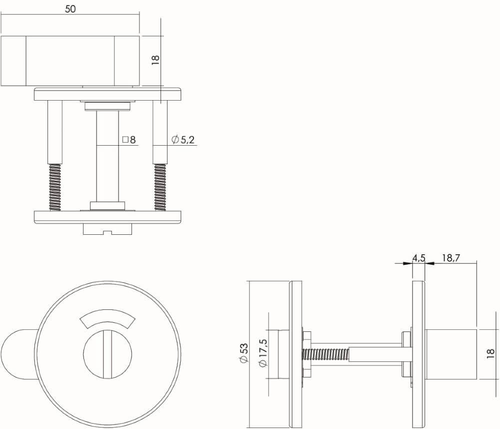 Verschluss der Toilette Tira runder Edelstahl flach 4mm Intersteel 8714186306413